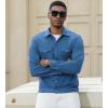imageAlex Vando Mens Suede Shirt Jackets Long Sleeve Two Pockets Snap Casual Button Down ShirtsBlue