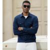 imageAlex Vando Mens Suede Shirt Jackets Long Sleeve Two Pockets Snap Casual Button Down ShirtsNavy