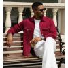 imageAlex Vando Mens Suede Shirt Jackets Long Sleeve Two Pockets Snap Casual Button Down ShirtsWine