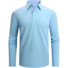 imageAlex Vando Mens Golf Shirt Moisture Wicking QuickDry Solid Long Sleeve Polo Shirts for MenLt Blue 09