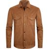 imageAlex Vando Mens Suede Shirt Jackets Long Sleeve Two Pockets Snap Casual Button Down ShirtsBrown