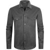 imageAlex Vando Mens Suede Shirt Jackets Long Sleeve Two Pockets Snap Casual Button Down ShirtsCharcoal