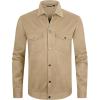 imageAlex Vando Mens Suede Shirt Jackets Long Sleeve Two Pockets Snap Casual Button Down ShirtsKhaki