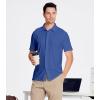 imageAlex Vando Mens Knitted Dress Shirts 8Way Stretch Easy Care Solid Short Sleeve Shirt for Men62 Royal