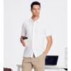 imageAlex Vando Mens Knitted Dress Shirts 8Way Stretch Easy Care Solid Short Sleeve Shirt for Men62 White