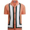 imageAlex Vando Mens Knitted Dress Shirts 8Way Stretch Easy Care Solid Short Sleeve Shirt for MenOrangeWhite