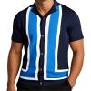 imageAlex Vando Mens Knitted Dress Shirts 8Way Stretch Easy Care Solid Short Sleeve Shirt for MenNavyblue