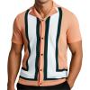 imageAlex Vando Mens Knitted Dress Shirts 8Way Stretch Easy Care Solid Short Sleeve Shirt for MenOrangeWhite