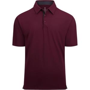 imageAlex Vando Mens Golf Shirt Moisture Wicking QuickDry Solid Short Sleeve Polo Shirts for MenBurgundy 09