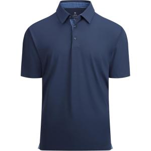 imageAlex Vando Mens Golf Shirt Moisture Wicking QuickDry Solid Short Sleeve Polo Shirts for MenNavy 09