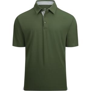 imageAlex Vando Mens Golf Shirt Moisture Wicking QuickDry Solid Short Sleeve Polo Shirts for MenOlive 09