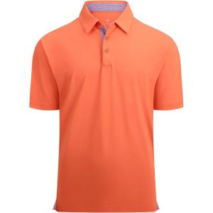 imageAlex Vando Mens Golf Shirt Moisture Wicking QuickDry Solid Short Sleeve Polo Shirts for MenOrange 09