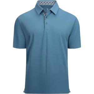 imageAlex Vando Mens Golf Shirt Moisture Wicking QuickDry Solid Short Sleeve Polo Shirts for MenTeal 09
