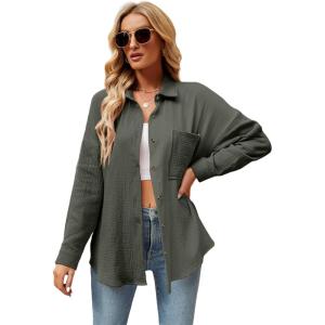imageAlex Vando Womens Casual ButtonDown Shirt Long Sleeve Stylish Oversized Blouses