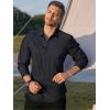 imageAlex Vando Mens Knit Dress Shirts Seamless Collar Long Sleeve Super Stretch Sports Shirts for MenBlack