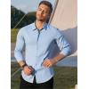 imageAlex Vando Mens Knit Dress Shirts Seamless Collar Long Sleeve Super Stretch Sports Shirts for MenBlue