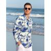 imageAlex Vando Mens Print Button Down Shirts Linen Cotton Camp Collar Long Sleeve Casual ShirtsBlue Tiedye