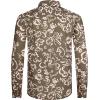 imageAlex Vando Mens Print Button Down Shirts Linen Cotton Camp Collar Long Sleeve Casual ShirtsBrown Geometric