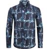 imageAlex Vando Mens Print Button Down Shirts Linen Cotton Camp Collar Long Sleeve Casual ShirtsNavy Tiedye