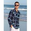 imageAlex Vando Mens Print Button Down Shirts Linen Cotton Camp Collar Long Sleeve Casual ShirtsNavy Tiedye