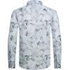 imageAlex Vando Mens Print Button Down Shirts Linen Cotton Camp Collar Long Sleeve Casual ShirtsWhite Grey Stuff