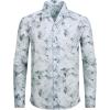 imageAlex Vando Mens Print Button Down Shirts Linen Cotton Camp Collar Long Sleeve Casual ShirtsWhite Grey Stuff