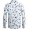 imageAlex Vando Mens Print Button Down Shirts Linen Cotton Camp Collar Long Sleeve Casual ShirtsWhite Leaf