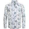 imageAlex Vando Mens Print Button Down Shirts Linen Cotton Camp Collar Long Sleeve Casual ShirtsWhite Leaf