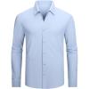 imageAlex Vando Mens Knit Dress Shirts Seamless Collar Long Sleeve Super Stretch Sports Shirts for MenBlue
