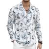 imageAlex Vando Mens Print Button Down Shirts Linen Cotton Camp Collar Long Sleeve Casual ShirtsWhite Leaf