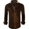 imageAlex Vando Mens Velvet Shirts Regular Fit Long Sleeve Soft Stretch Casual Button Down ShirtCoffee