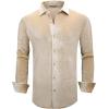 imageAlex Vando Mens Velvet Shirts Regular Fit Long Sleeve Soft Stretch Casual Button Down ShirtKhaki