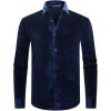 imageAlex Vando Mens Velvet Shirts Regular Fit Long Sleeve Soft Stretch Casual Button Down ShirtNavy