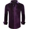 imageAlex Vando Mens Velvet Shirts Regular Fit Long Sleeve Soft Stretch Casual Button Down ShirtPurple