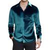 imageAlex Vando Mens Velvet Shirts Regular Fit Long Sleeve Soft Stretch Casual Button Down ShirtPeacock Blue