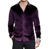 imageAlex Vando Mens Velvet Shirts Regular Fit Long Sleeve Soft Stretch Casual Button Down ShirtPurple