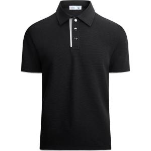 imageAlex Vando Mens Polo Shirt Cotton Blend Fashion Casual Polo Shirts for MenBlack