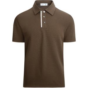 imageAlex Vando Mens Polo Shirt Cotton Blend Fashion Casual Polo Shirts for MenCoffee