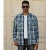 imageAlex Vando Mens Button Down Shirts Regular Fit Long Sleeve Casual Plaid Flannel ShirtSnow BlueBeige