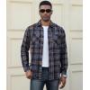 imageAlex Vando Mens Button Down Shirts Regular Fit Long Sleeve Casual Plaid Flannel ShirtSnow BlueBrown