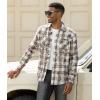 imageAlex Vando Mens Button Down Shirts Regular Fit Long Sleeve Casual Plaid Flannel ShirtSnow Brown
