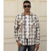 imageAlex Vando Mens Button Down Shirts Regular Fit Long Sleeve Casual Plaid Flannel ShirtSnow Brown