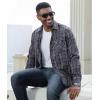 imageAlex Vando Mens Button Down Shirts Regular Fit Long Sleeve Casual Plaid Flannel ShirtSnow Charcoal