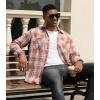 imageAlex Vando Mens Button Down Shirts Regular Fit Long Sleeve Casual Plaid Flannel ShirtSnow Red