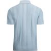 imageAlex Vando Mens Knitted Dress Shirts 8Way Stretch Easy Care Solid Short Sleeve Shirt for MenHerringbone Blue