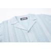 imageAlex Vando Mens Knitted Dress Shirts 8Way Stretch Easy Care Solid Short Sleeve Shirt for MenHerringbone Blue