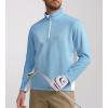 imageAlex Vando Mens Long Sleeve Zipper Golf Shirts Color Block Texture Polo Shirt for MenBlue