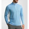 imageAlex Vando Mens Long Sleeve Zipper Golf Shirts Color Block Texture Polo Shirt for MenBlue
