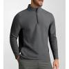 imageAlex Vando Mens Long Sleeve Zipper Golf Shirts Color Block Texture Polo Shirt for MenDark Grey
