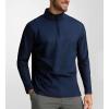 imageAlex Vando Mens Long Sleeve Zipper Golf Shirts Color Block Texture Polo Shirt for MenNavy